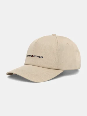 Tommy Hilfiger czapka z daszkiem bawełniana kolor beżowy z aplikacją AM0AM13162