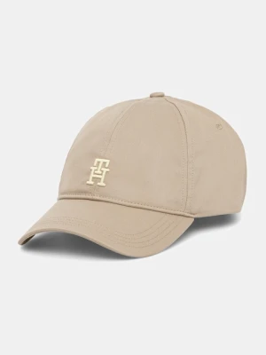 Tommy Hilfiger czapka z daszkiem bawełniana kolor beżowy z aplikacją AM0AM13542