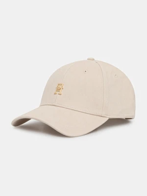 Tommy Hilfiger czapka z daszkiem bawełniana kolor beżowy z aplikacją AW0AW17631