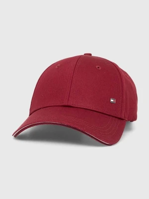 Tommy Hilfiger czapka z daszkiem bawełniana kolor bordowy gładka AM0AM12035