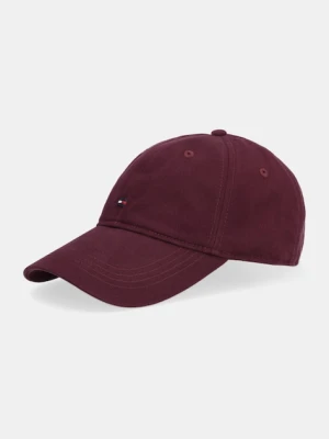 Tommy Hilfiger czapka z daszkiem bawełniana kolor bordowy gładka AM0AM12531