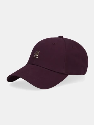 Tommy Hilfiger czapka z daszkiem bawełniana kolor bordowy z aplikacją AW0AW17631