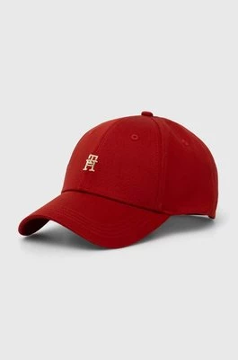 Tommy Hilfiger czapka z daszkiem bawełniana kolor czerwony gładka AW0AW16771