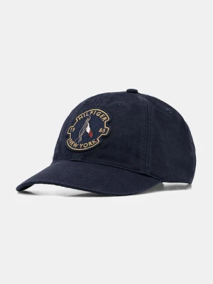 Tommy Hilfiger czapka z daszkiem bawełniana kolor granatowy wzorzysta AM0AM13430