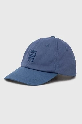Tommy Hilfiger czapka z daszkiem bawełniana kolor niebieski gładka