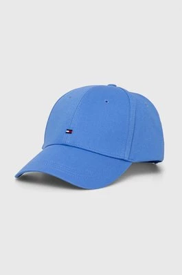 Tommy Hilfiger czapka z daszkiem bawełniana kolor niebieski gładka AM0AM11478