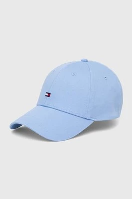Tommy Hilfiger czapka z daszkiem bawełniana kolor niebieski gładka AW0AW16360