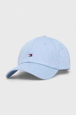 Tommy Hilfiger czapka z daszkiem bawełniana kolor niebieski z aplikacją AW0AW15785