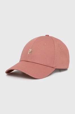 Tommy Hilfiger czapka z daszkiem bawełniana kolor różowy gładka AW0AW15772