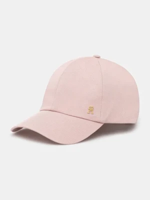 Tommy Hilfiger czapka z daszkiem bawełniana kolor różowy gładka AW0AW17138
