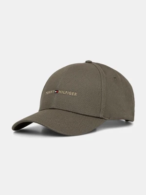 Tommy Hilfiger czapka z daszkiem bawełniana kolor zielony gładka AM0AM13431