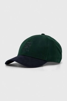 Tommy Hilfiger czapka z daszkiem bawełniana kolor zielony wzorzysta AM0AM12301