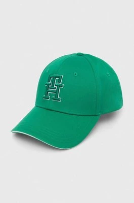 Tommy Hilfiger czapka z daszkiem bawełniana kolor zielony z aplikacją AW0AW16177