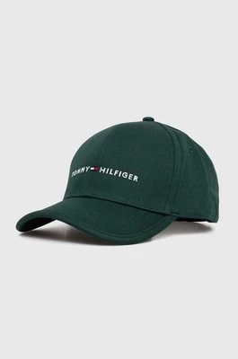Tommy Hilfiger czapka z daszkiem bawełniana kolor zielony z aplikacją AM0AM12304