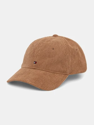 Tommy Hilfiger czapka z daszkiem sztruksowa kolor brązowy AM0AM13583