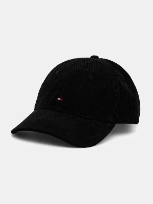 Tommy Hilfiger czapka z daszkiem sztruksowa kolor czarny AM0AM13583