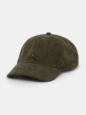 Tommy Hilfiger czapka z daszkiem sztruksowa kolor zielony AM0AM13583