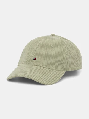 Tommy Hilfiger czapka z daszkiem sztruksowa kolor zielony AM0AM13583