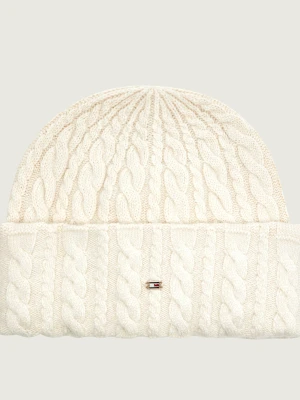 Tommy Hilfiger Czapka | z dodatkiem wełny ecru