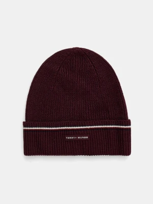 Tommy Hilfiger czapka z dodatkiem wełny kolor bordowy AM0AM13587