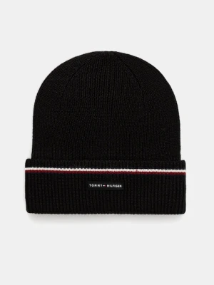 Tommy Hilfiger czapka z dodatkiem wełny kolor czarny AM0AM13587