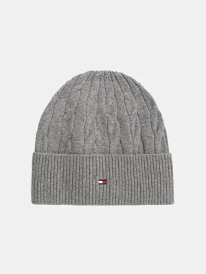 Tommy Hilfiger czapka z dodatkiem wełny kolor szary AM0AM13588