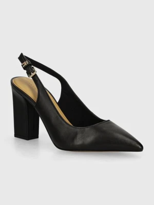 Tommy Hilfiger czółenka skórzane TH BLOCK HIGH HEEL PUMP kolor czarny na słupku z odkrytą piętą FW0FW08289