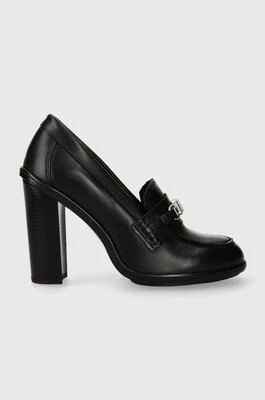 Tommy Hilfiger czółenka skórzane TH HARDWARE BLOCKY PUMP kolor czarny na słupku FW0FW07767