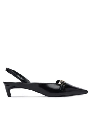 Tommy Hilfiger Czółenka Th Buckle Kitten Slingback Pump FW0FW09384 Czarny