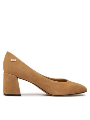 Tommy Hilfiger Czółenka Th Suede Mid Heel Block Pump FW0FW07717 Beżowy