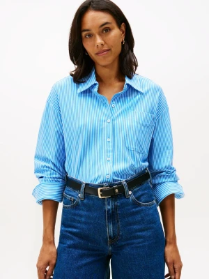 Tommy Hilfiger Damska bluzka koszulowa Kobiety Bawełna niebieski|biały w paski,