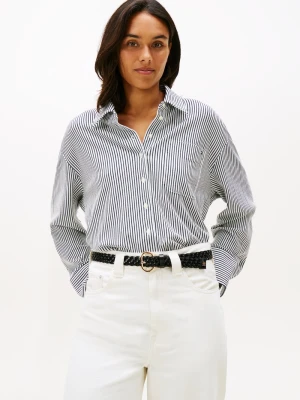 Tommy Hilfiger Damska bluzka koszulowa Kobiety Bawełna niebieski|biały w paski,
