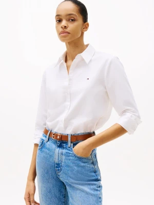 Tommy Hilfiger Damska bluzka koszulowa Oxford Kobiety Bawełna biały jednolity,