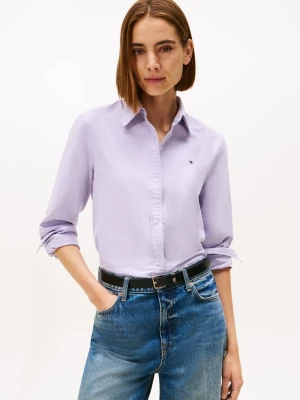 Tommy Hilfiger Damska bluzka koszulowa Oxford Kobiety Bawełna lila jednolity,