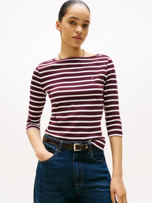 Zdjęcie produktu Tommy Hilfiger koszulka o długości 3/4 Kobiety Bawełna lila|biały