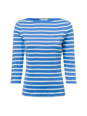Tommy Hilfiger Damska koszulka o długości 3/4 Kobiety Bawełna niebieski|biały w paski,