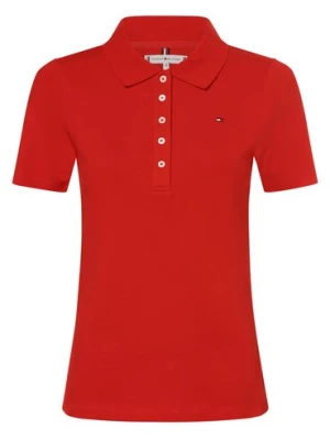 Tommy Hilfiger Damska koszulka polo Kobiety Bawełna czerwony jednolity,