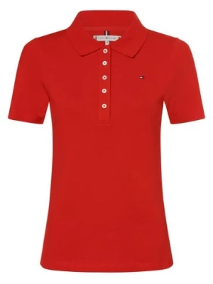 Tommy Hilfiger Damska koszulka polo Kobiety Bawełna czerwony jednolity,