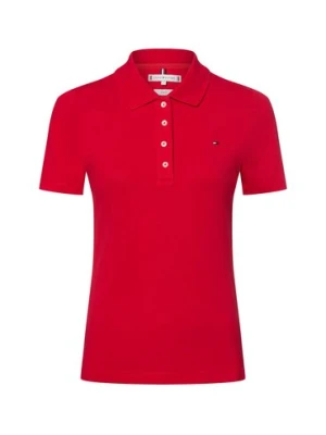 Tommy Hilfiger Damska koszulka polo Kobiety Bawełna czerwony jednolity,