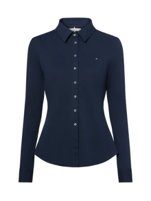 Tommy Hilfiger Damska koszulka polo Kobiety Bawełna niebieski jednolity,