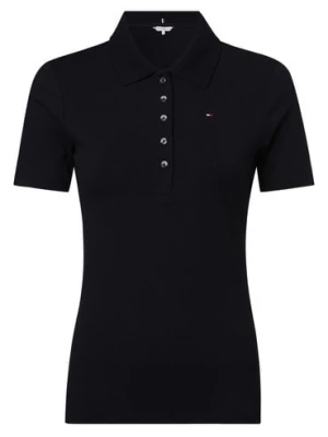 Tommy Hilfiger Damska koszulka polo Kobiety wiskoza niebieski jednolity,