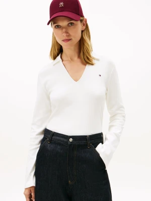 Tommy Hilfiger Damska koszulka z długim rękawem Kobiety Bawełna biały,