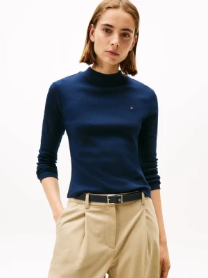 Tommy Hilfiger Damska koszulka z długim rękawem - Kobiety Bawełna niebieski jednolity,