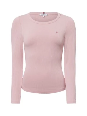 Tommy Hilfiger Damska koszulka z długim rękawem Kobiety wiskoza różowy jednolity,