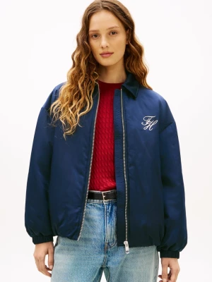 Tommy Hilfiger Damska kurtka bomber Kobiety Sztuczne włókno niebieski jednolity,