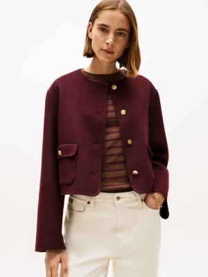 Tommy Hilfiger Damska kurtka pudełkowa z zawartością wełny Kobiety czerwony jednolity,