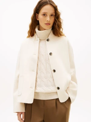 Tommy Hilfiger Damska kurtka wełniana - Calico Kobiety Wełna biały jednolity,