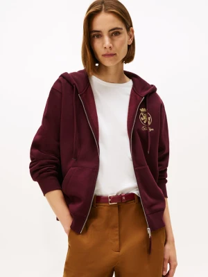 Tommy Hilfiger Damska kurtka z kapturem Kobiety Materiał dresowy czerwony jednolity,