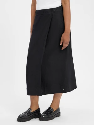 Tommy Hilfiger Damska spódnica kopertowa Kobiety len czarny jednolity,