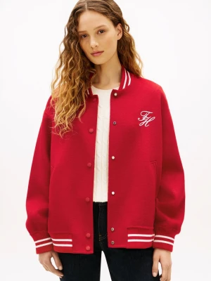 Tommy Hilfiger Damska wełniana kurtka bomber Kobiety czerwony jednolity,